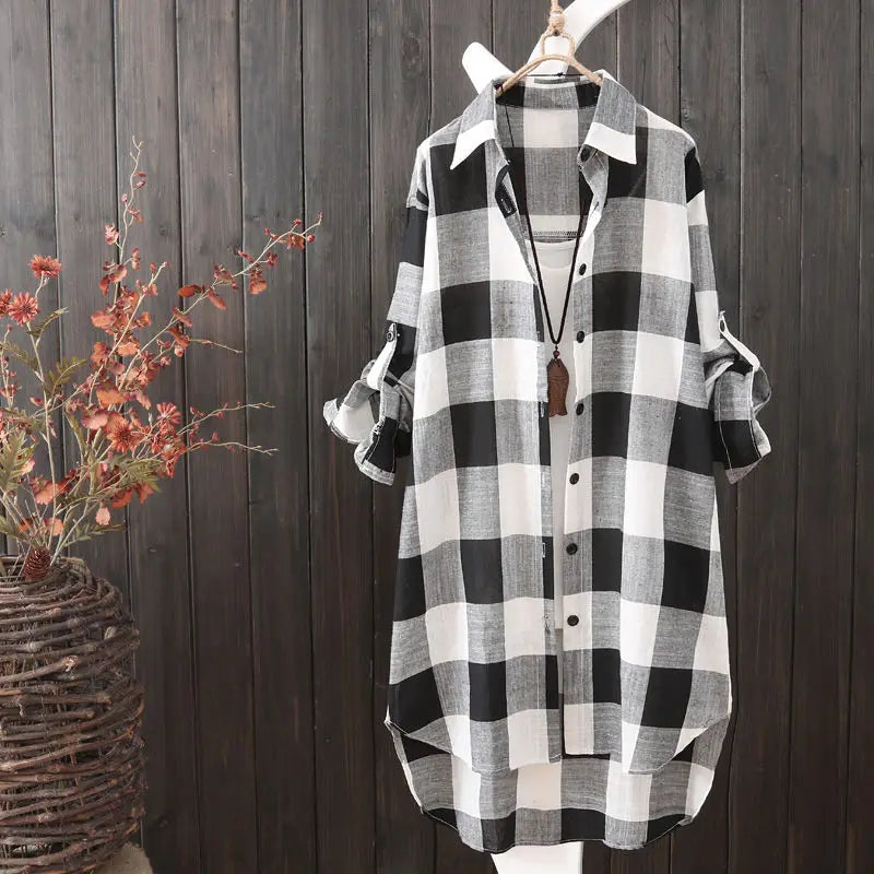 Chic Plaid Cotton Shirt